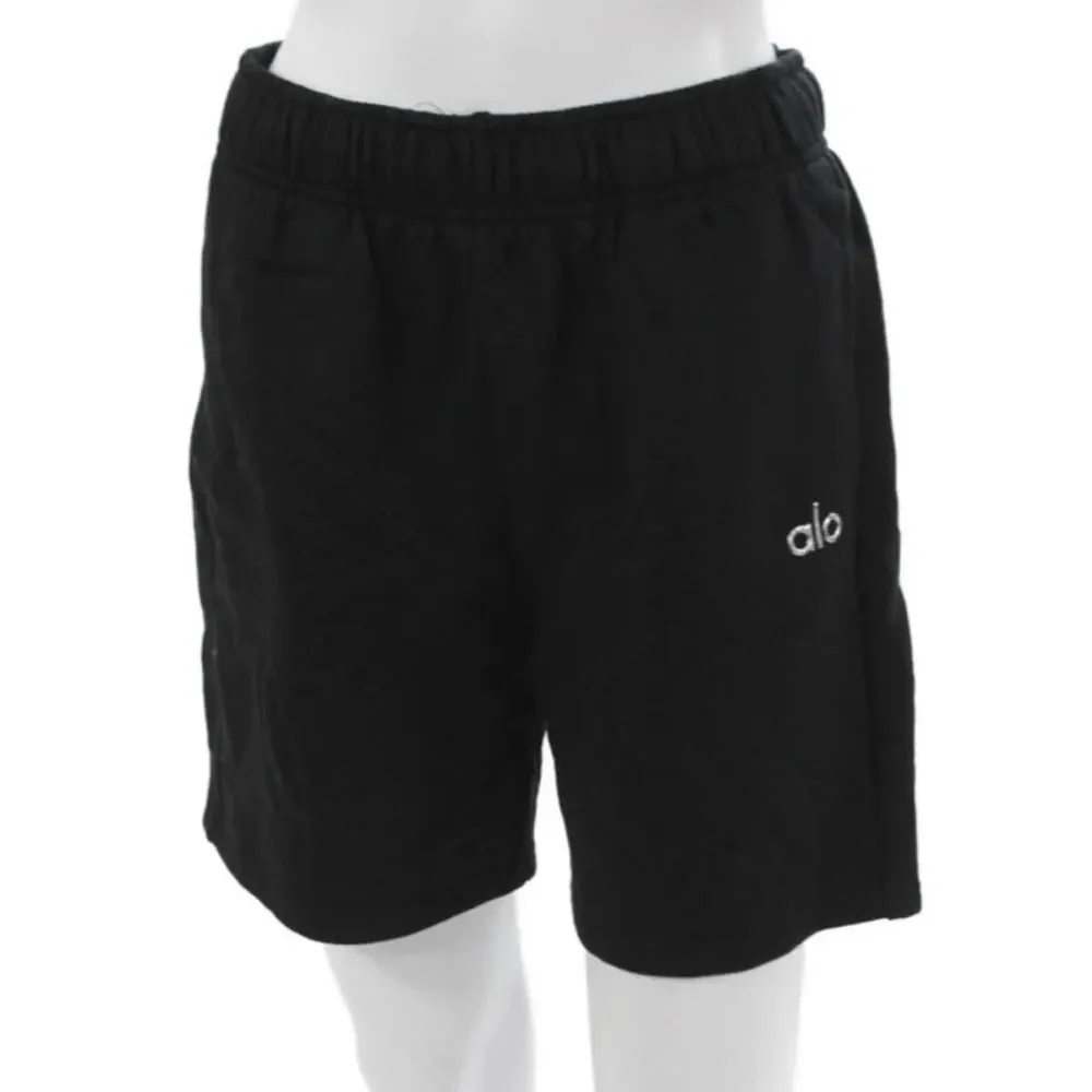 ALO Yoga Accolade Sweat Shorts‎ Black Athleisure Lounge Minimalist Elastic Waist